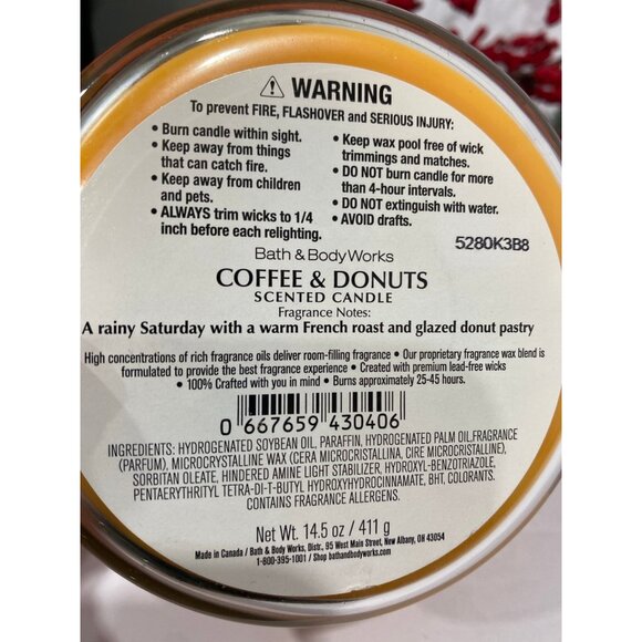 Bath & Body Works Limited Edition “Coffee & Donuts” NEW 3 Wick Candle NO OFFERS - Picture 6 of 7